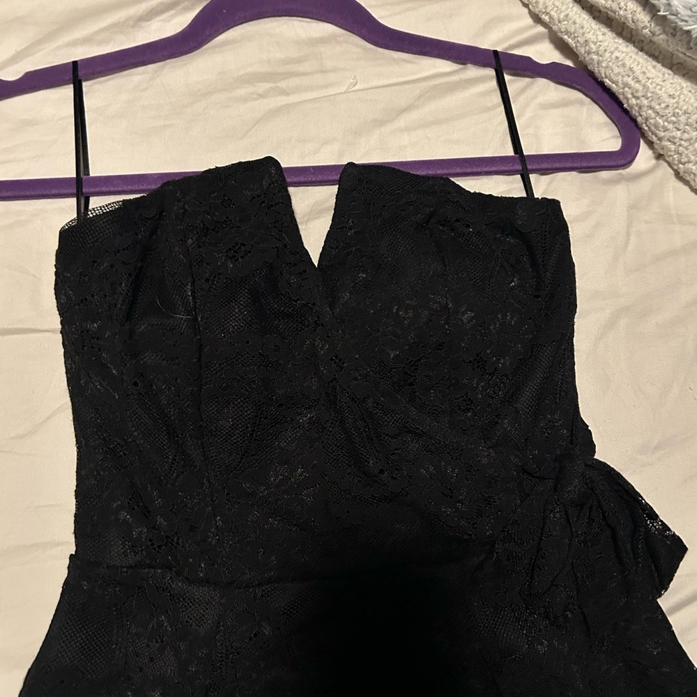 Elegant Black Strapless Romper Dress